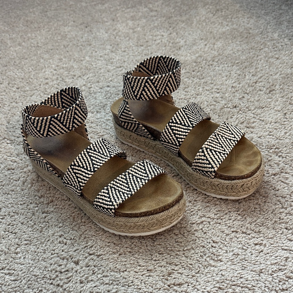 Black and White Platform Sandals